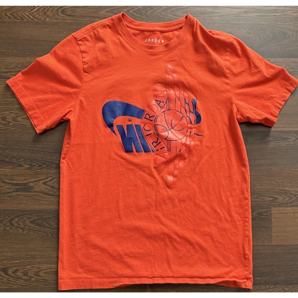 Nike Air Jordan Basketball Shirt Swoosh Logo Men's Medium Orange Hoops Street